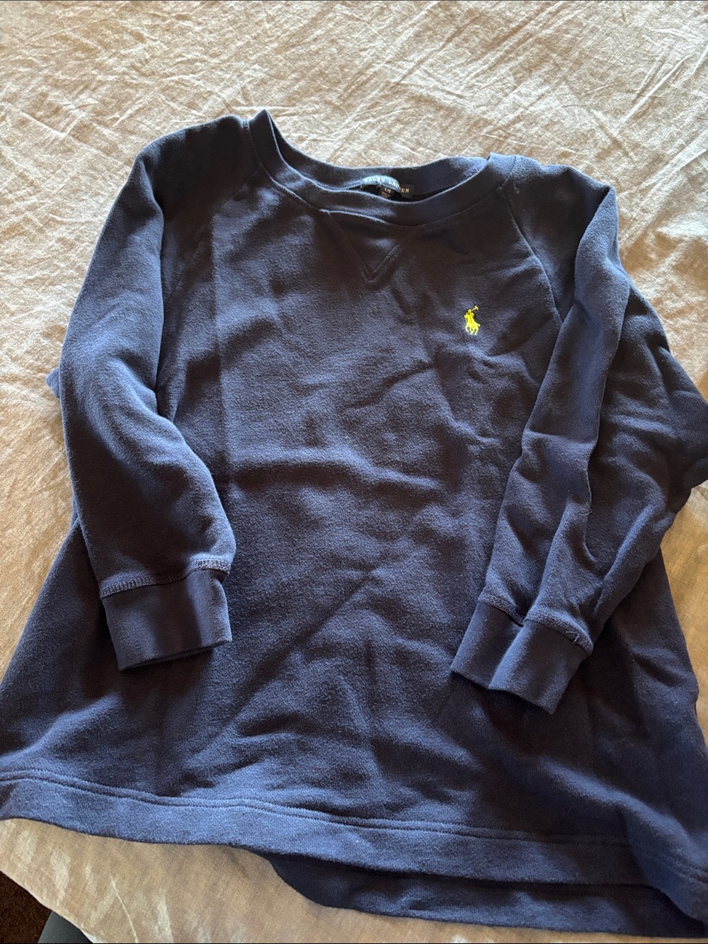 Ralph Lauren Navy Sweatshirt with Gold Lettering Label